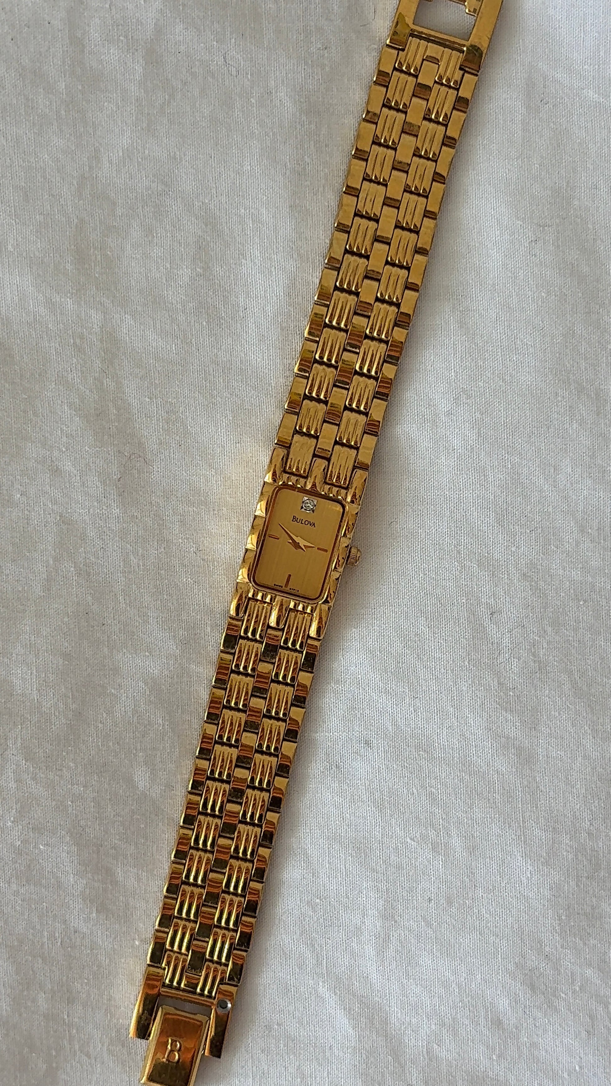 WORKING Dainty Gold-Tone Tank Watch