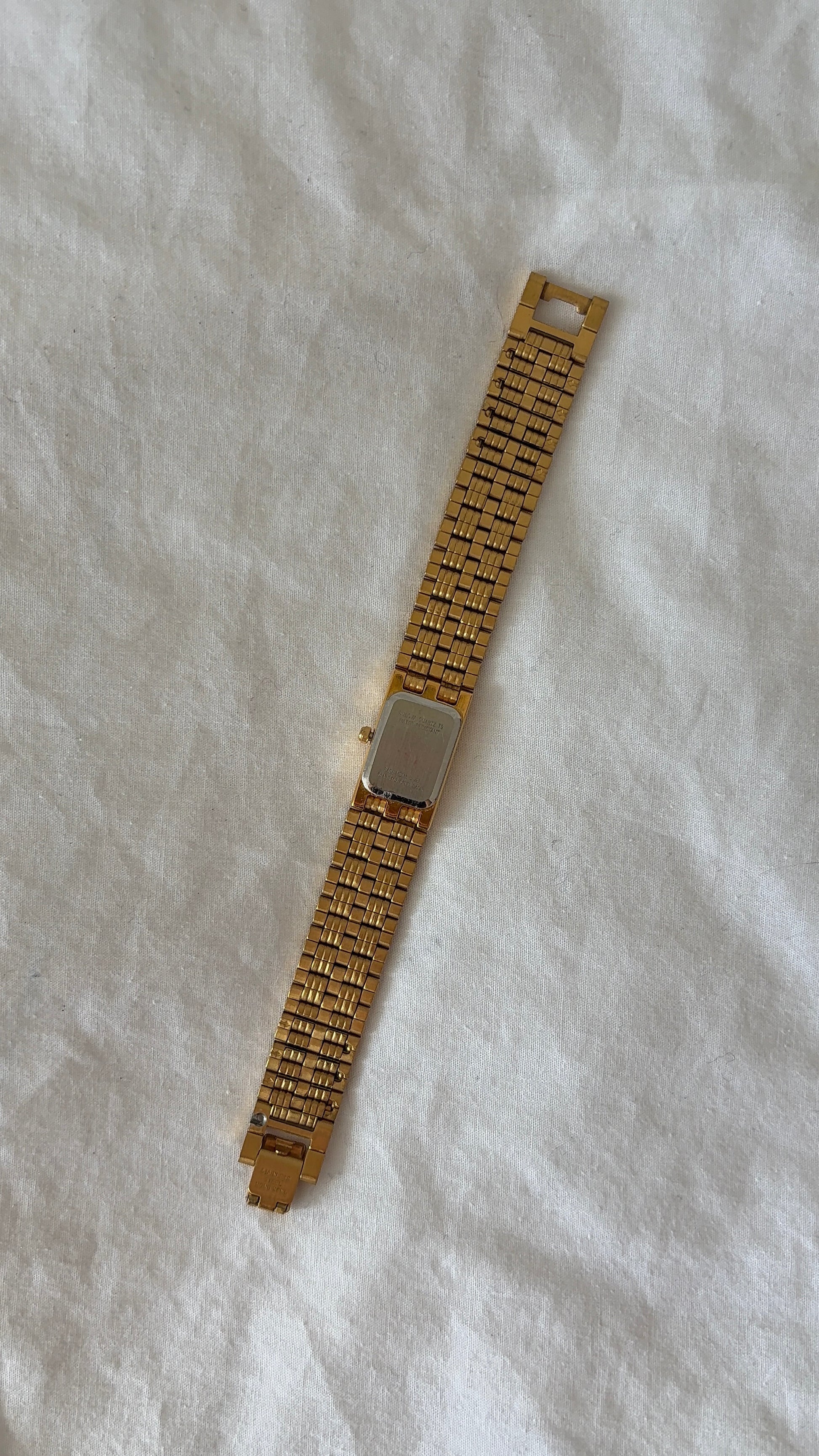 WORKING Dainty Gold-Tone Tank Watch