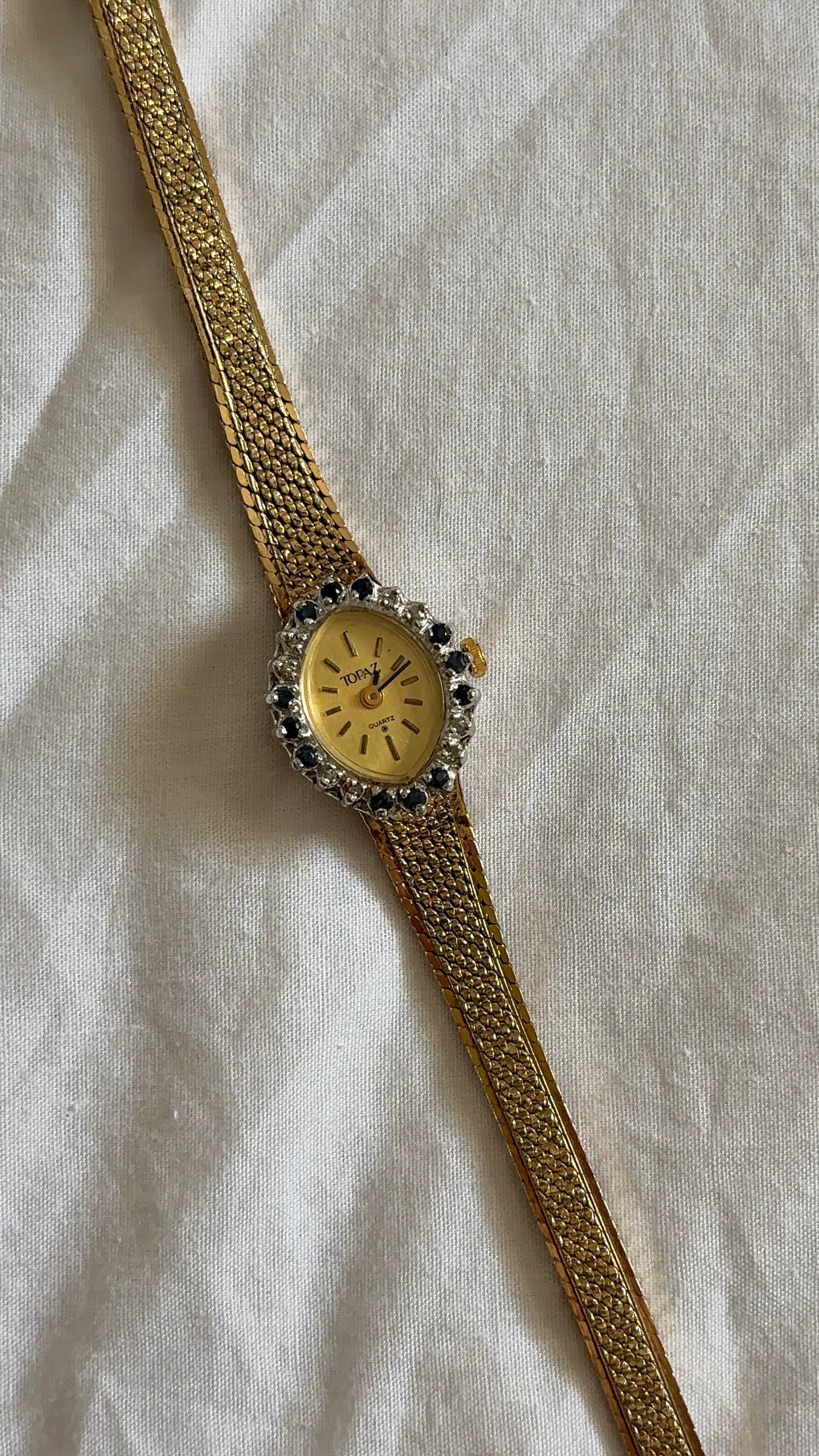 WORKING Blue Gemstone Gold Watch