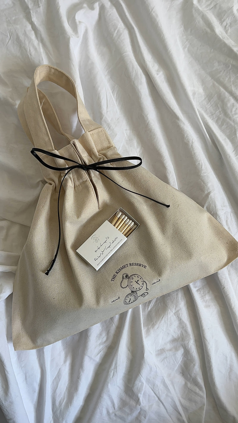 Mini Drawstring Tote Bag & Matchbox