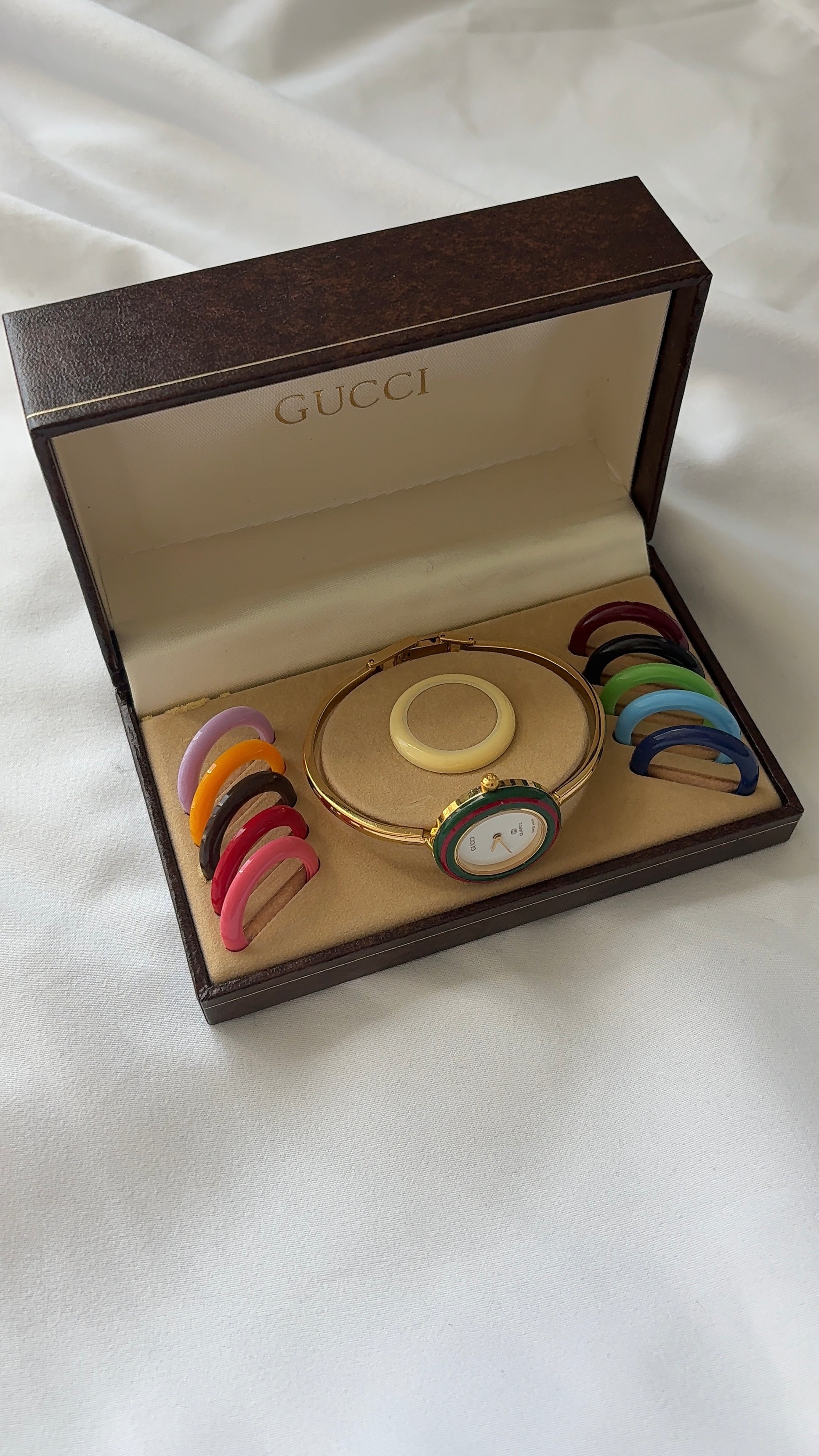 WORKING Gucci Gold Interchangeable Bezel Watch