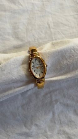 WORKING Dainty Gold-Tone Cuff Watch