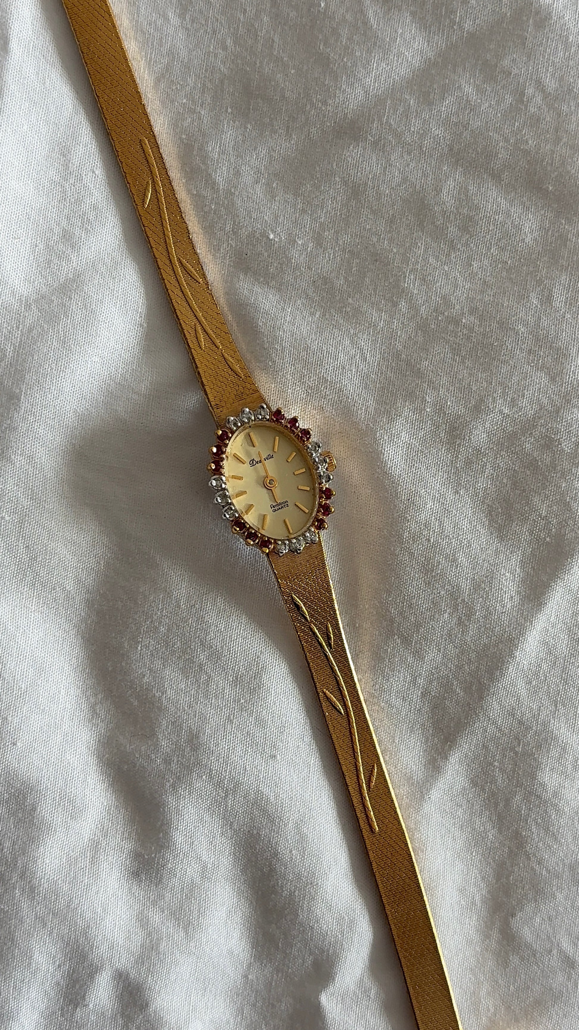 WORKING Deauville Ruby Gem Textured Band Watch