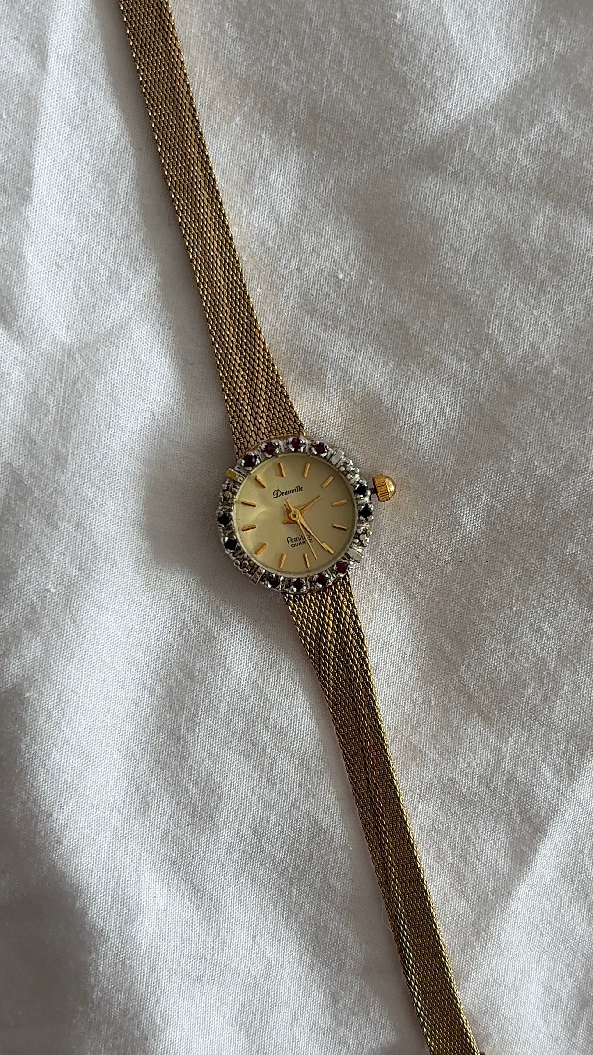 WORKING Deauville Gemstone Dial Mesh Band Watch