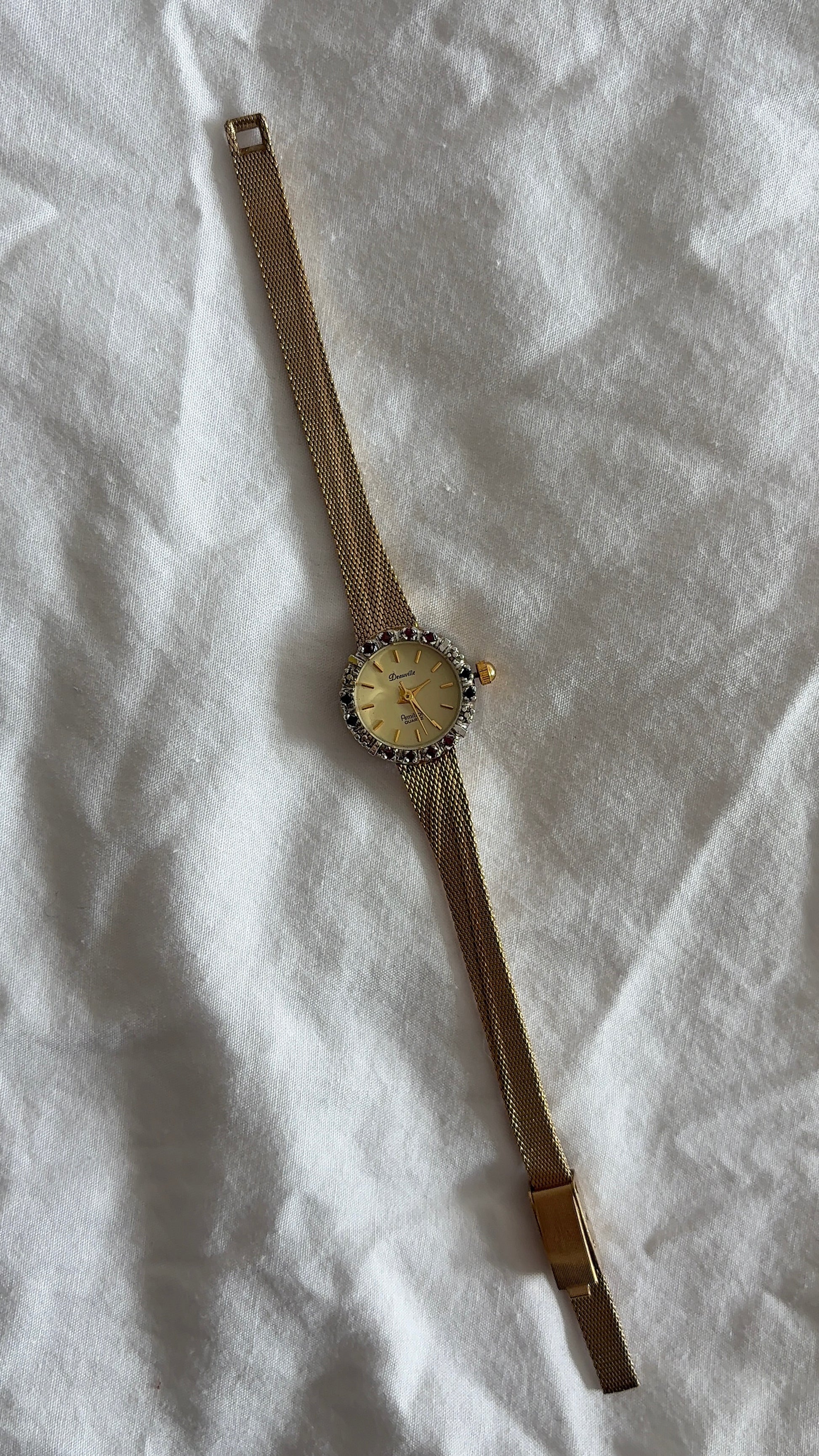 WORKING Deauville Gemstone Dial Mesh Band Watch