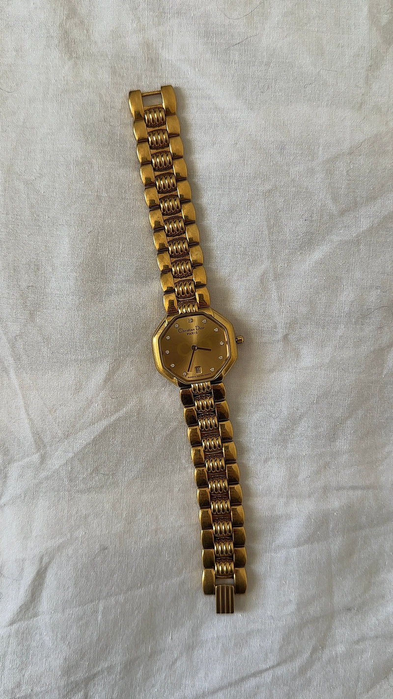 WORKING Gold-Tone Christian Dior Watch