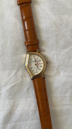 WORKING Asymmetrical Dial Brown Leather Watch